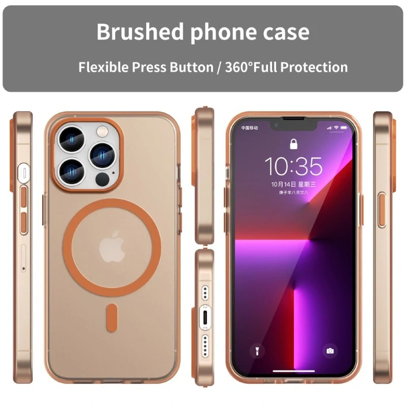 Kryt na iPhone 13 Pro Max gumový Candy (podpora MagSafe) oranžový