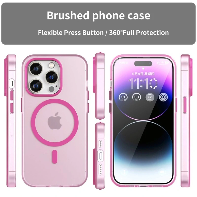 Kryt na iPhone 14 Pro Max gumový Candy (podpora MagSafe) růžový