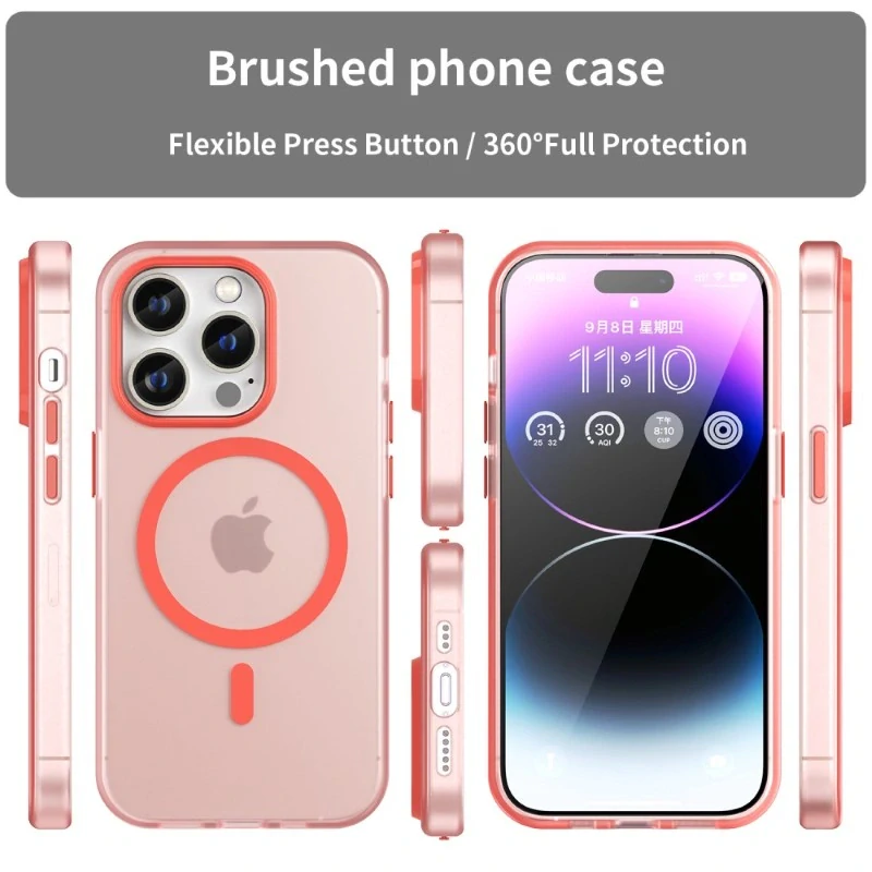 Kryt na iPhone 14 Pro Max gumový Candy (podpora MagSafe) červený