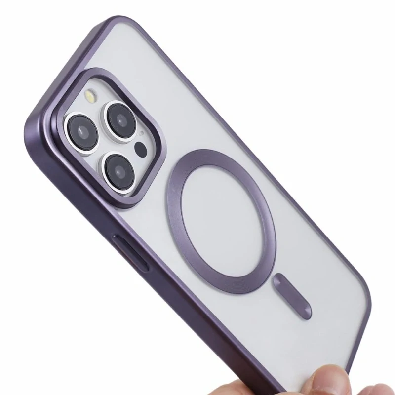 Kryt na iPhone 14 Pro Max gumový s podporou MagSafe fialový
