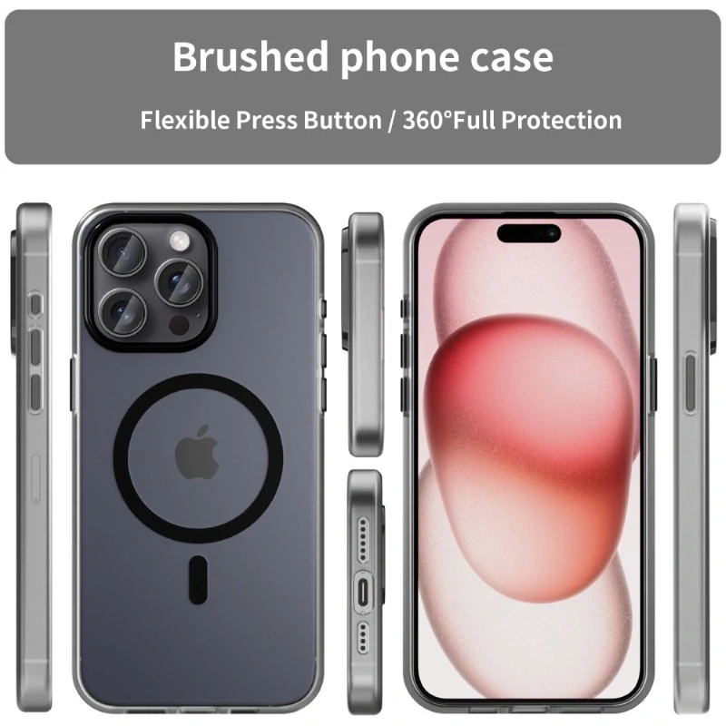 Kryt na iPhone 15 Pro Max gumový Candy (podpora MagSafe) černý