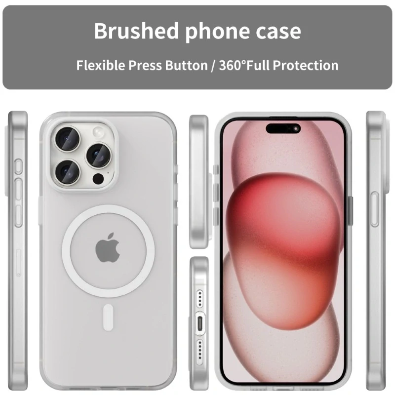 Kryt na iPhone 15 Pro Max gumový Candy (podpora MagSafe) bílý