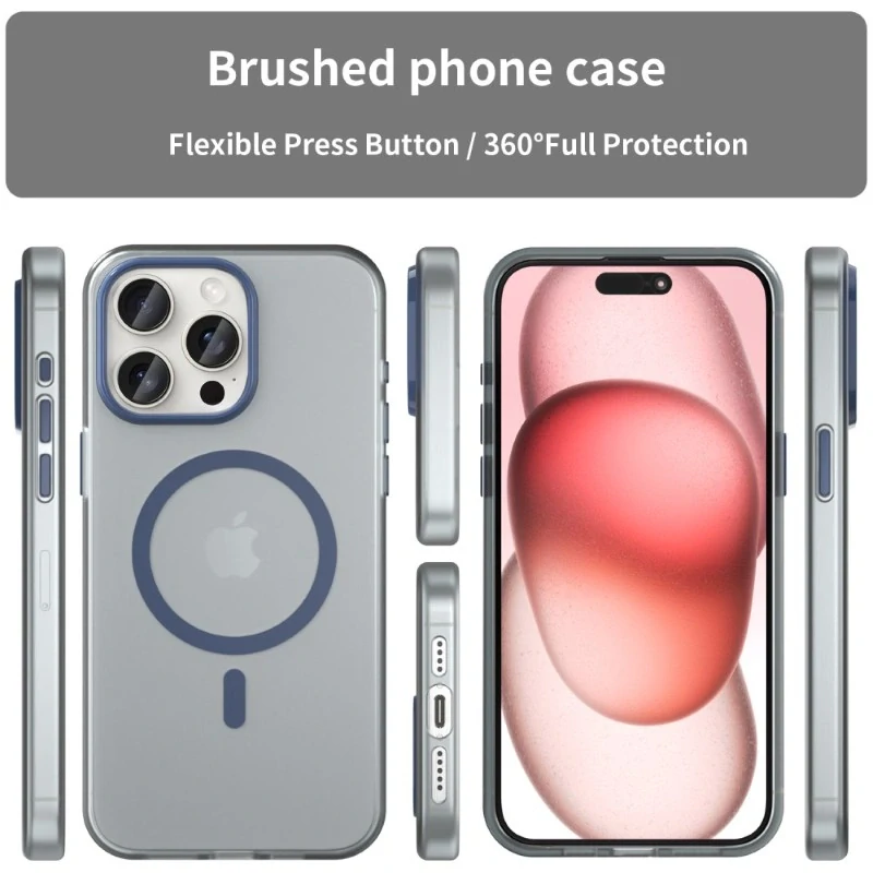 Kryt na iPhone 15 Pro Max gumový Candy (podpora MagSafe) tmavě modrý