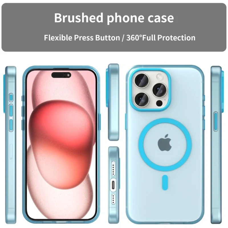 Kryt na iPhone 15 Pro Max gumový Candy (podpora MagSafe) modrý