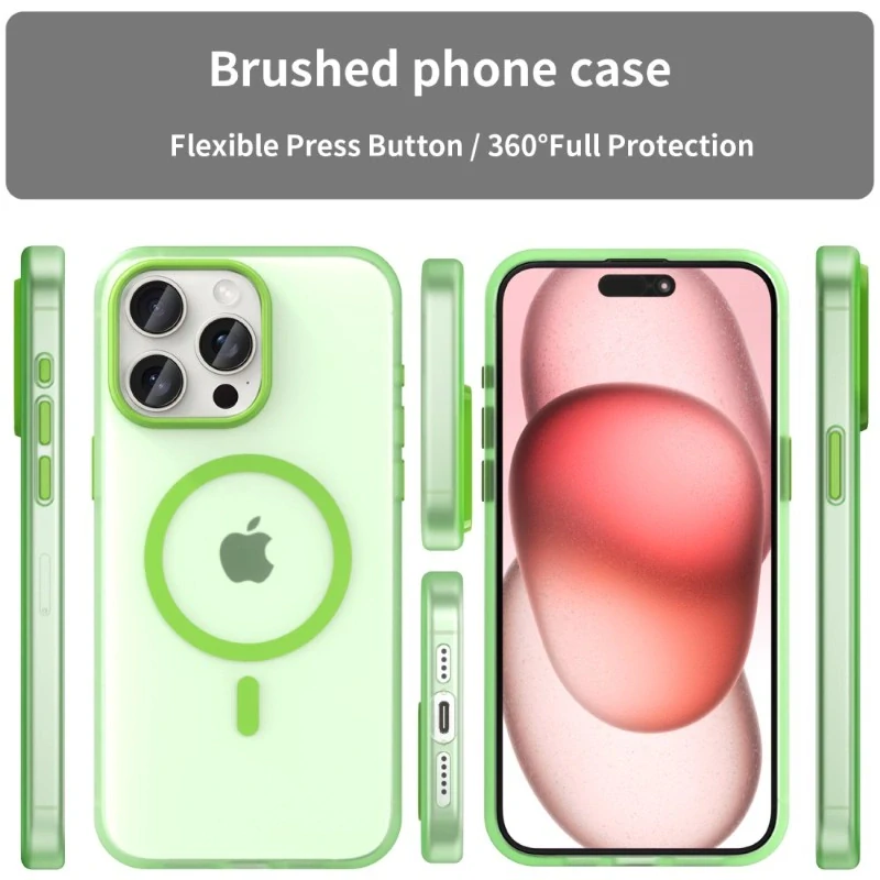 Kryt na iPhone 15 Pro Max gumový Candy (podpora MagSafe) zelený