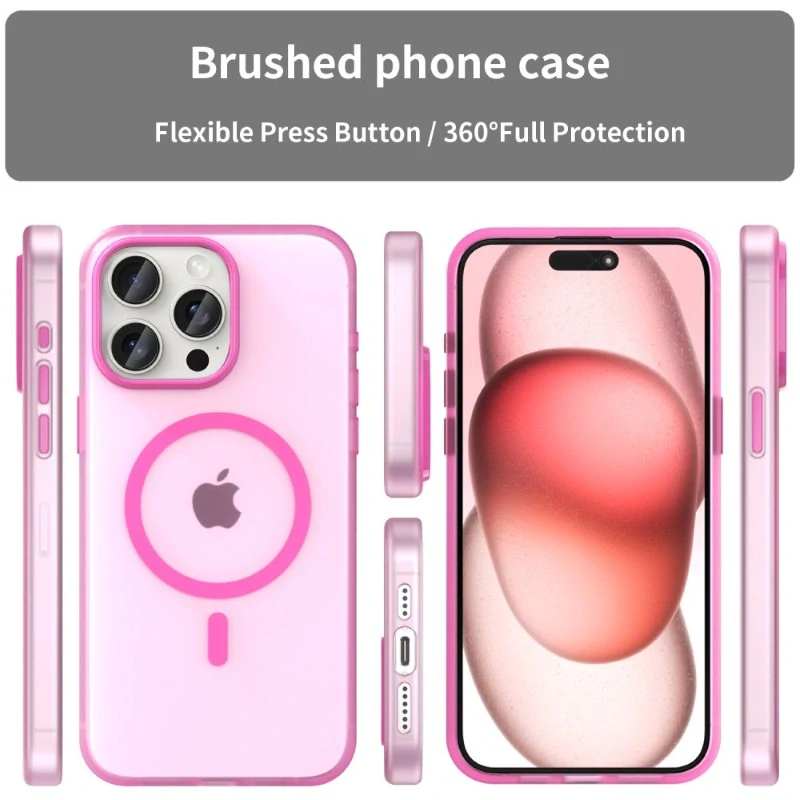 Kryt na iPhone 15 Pro Max gumový Candy (podpora MagSafe) růžový