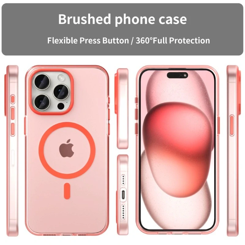 Kryt na iPhone 15 Pro Max gumový Candy (podpora MagSafe) červený