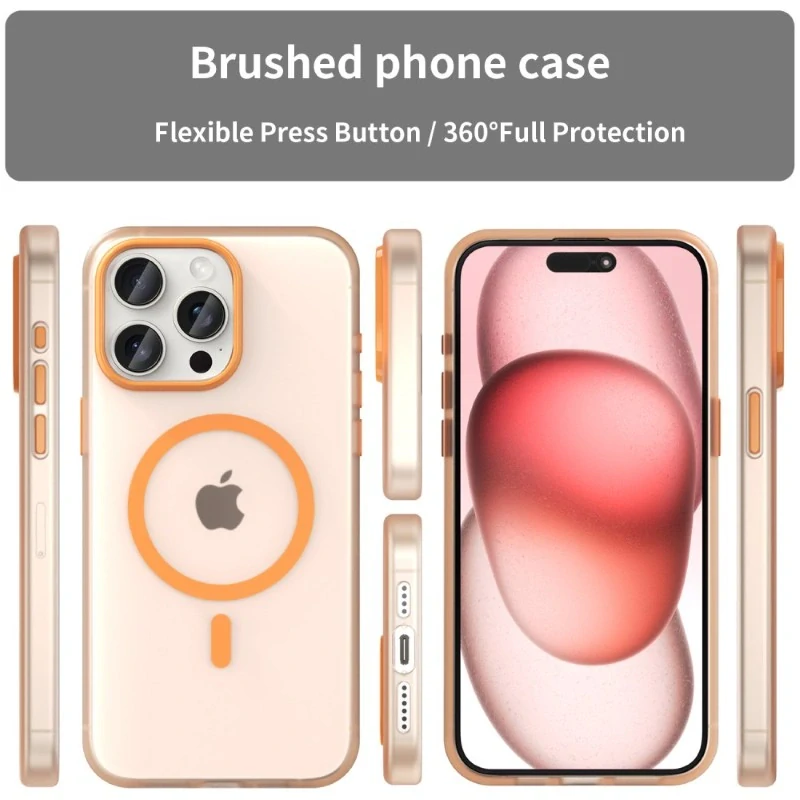 Kryt na iPhone 15 Pro Max gumový Candy (podpora MagSafe) oranžový