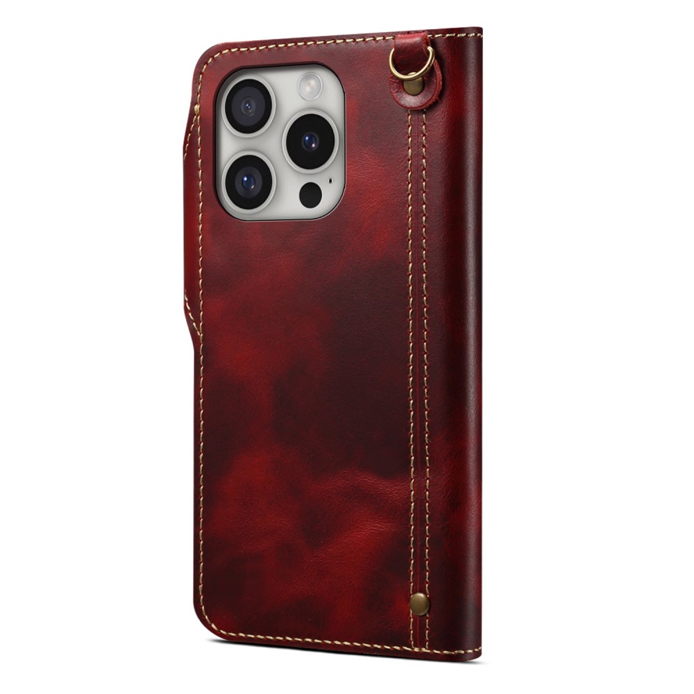 Pouzdro na iPhone 16 Pro Max Denior Kožené červené