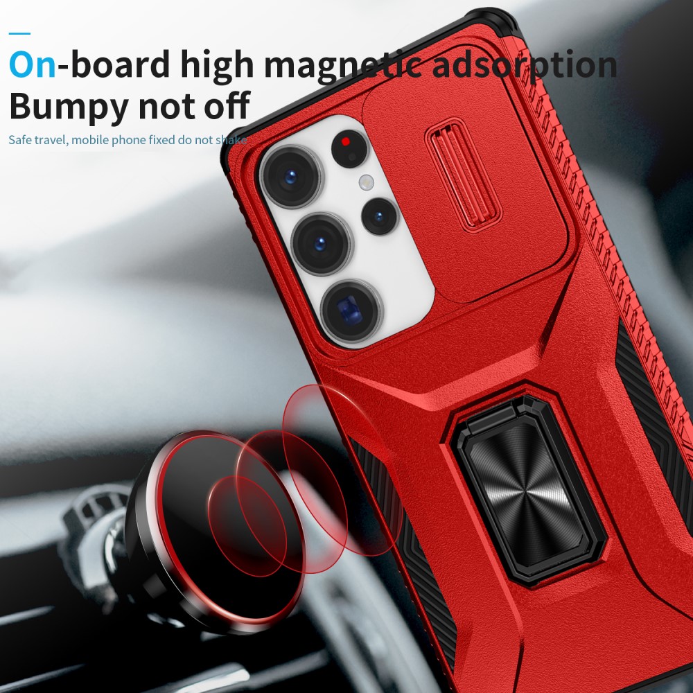 Kryt na Samsung Galaxy S25 Ultra odolný s krytkou na fotoaparát červený