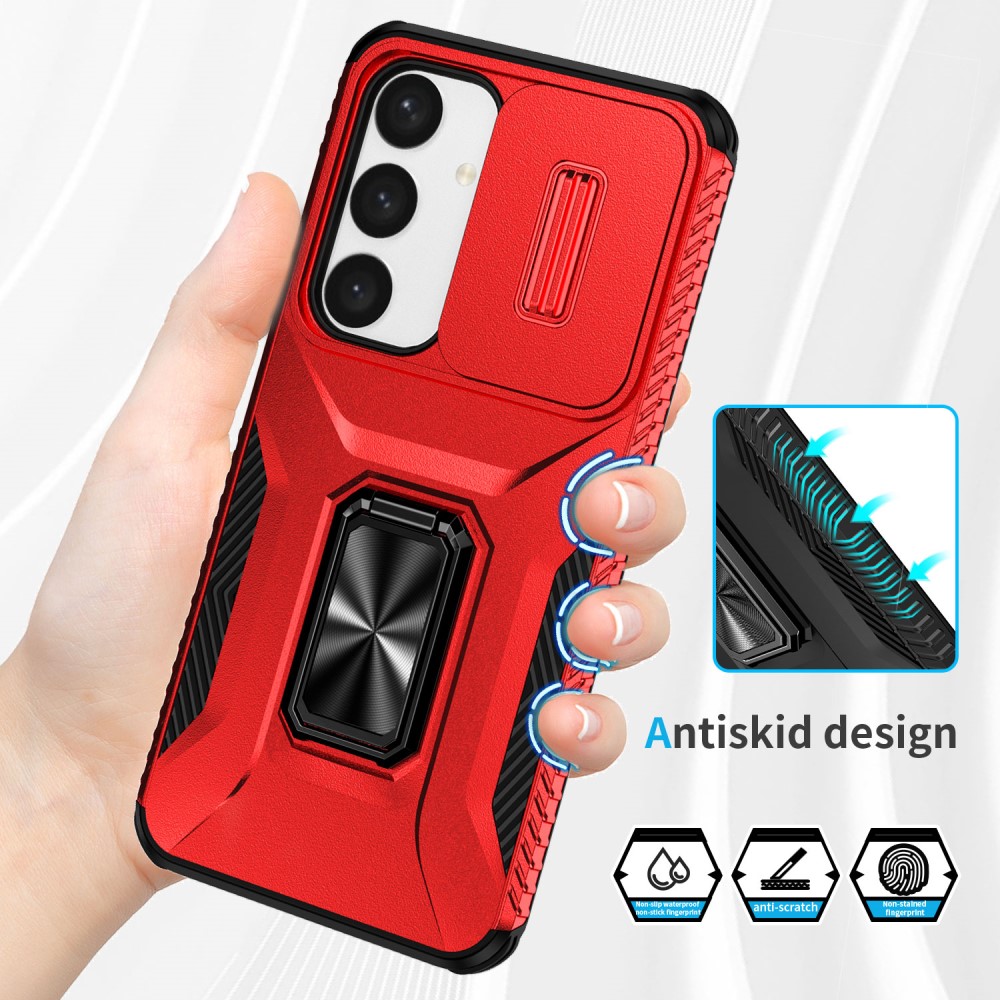 Kryt na Samsung Galaxy S25 odolný s krytkou na fotoaparát červený