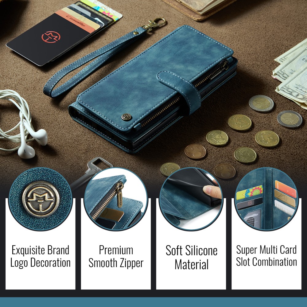 Pouzdro pro iPhone 16E CASEME Luxury Double Layer modré