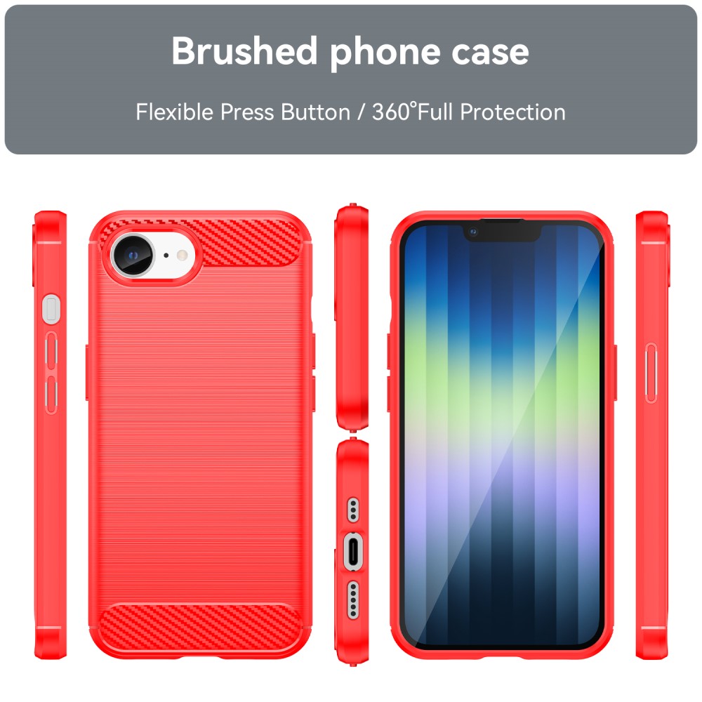 Kryt na iPhone 16E gumový Carbon červený