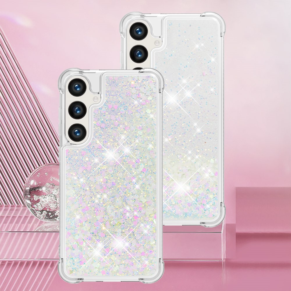 Kryt na Samsung Galaxy S24 FE Srdíčko třpytivý světle stříbrný
