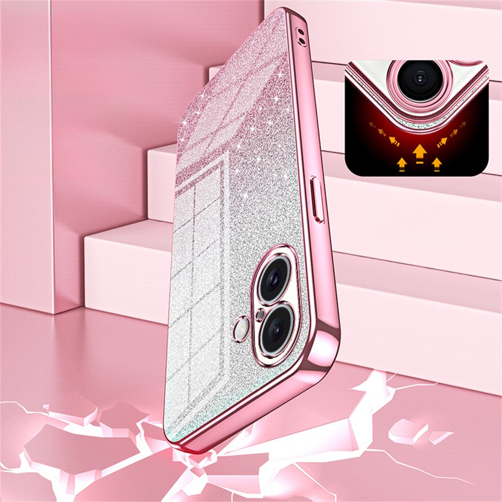 Kryt na iPhone 16 Plus gumový Glitter růžový