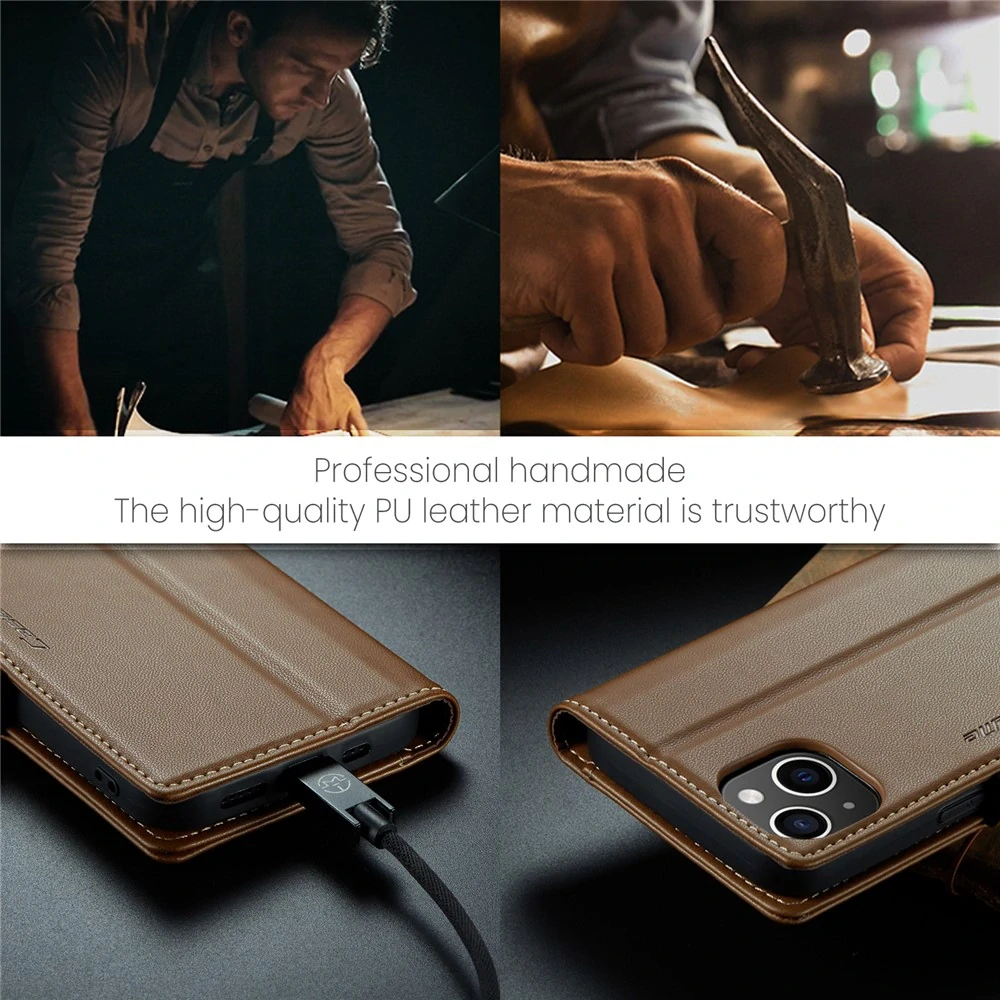 Pouzdro na iPhone 15 Plus CASEME smooth hnědé
