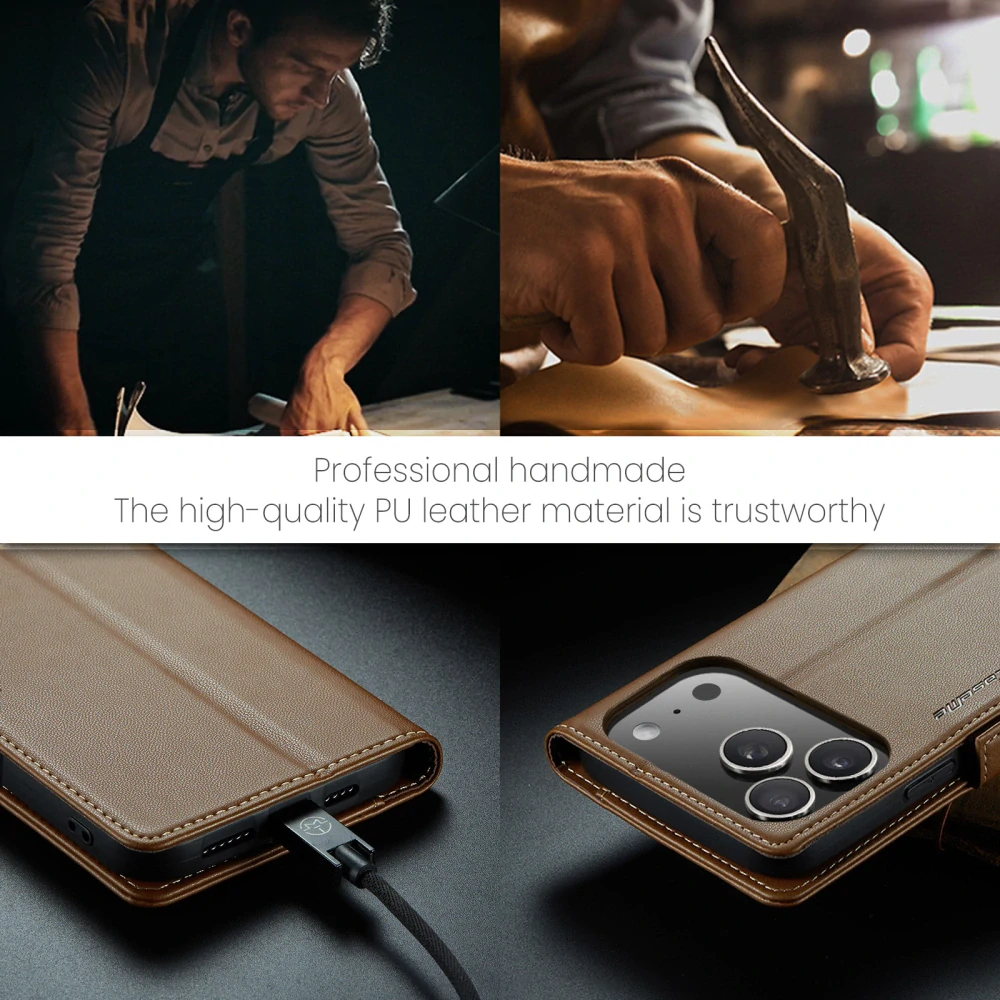 Pouzdro na iPhone 17 Pro CASEME Smooth hnědé