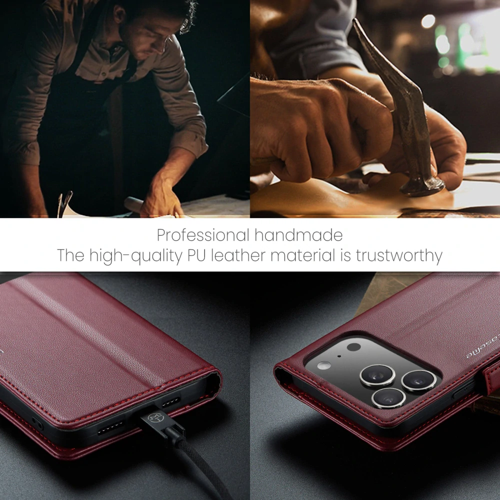 Pouzdro na iPhone 17 Pro CASEME Smooth červené