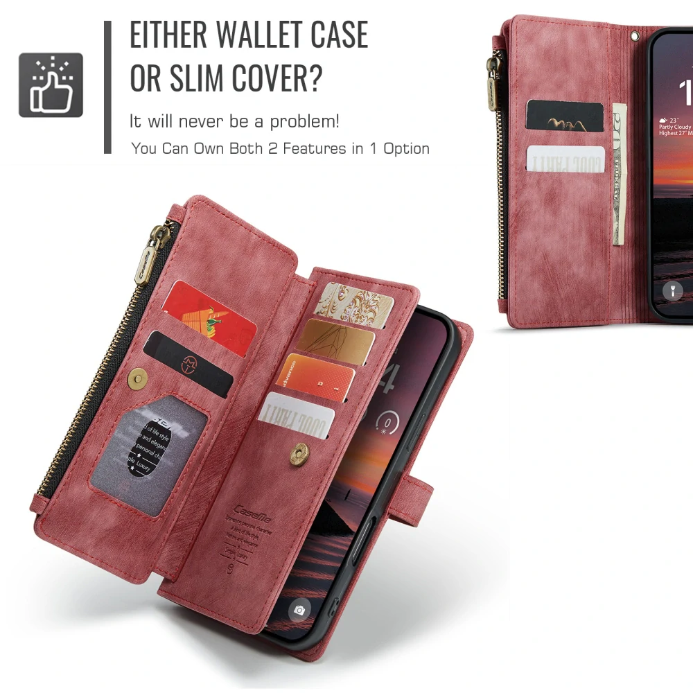 Pouzdro pro iPhone 17 Pro CASEME Luxury Double Layer červené