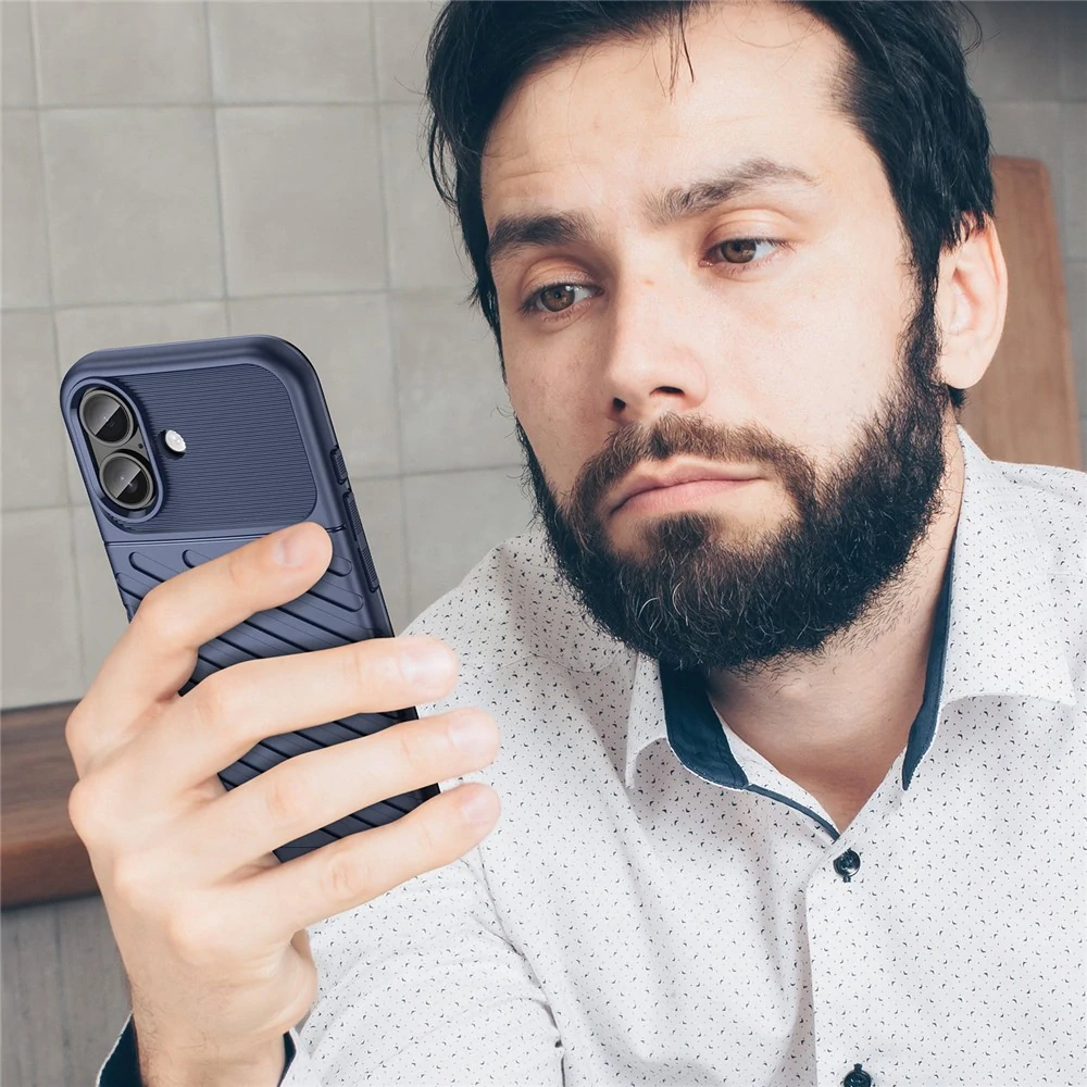 Kryt na iPhone 17 Gumový Lines modrý