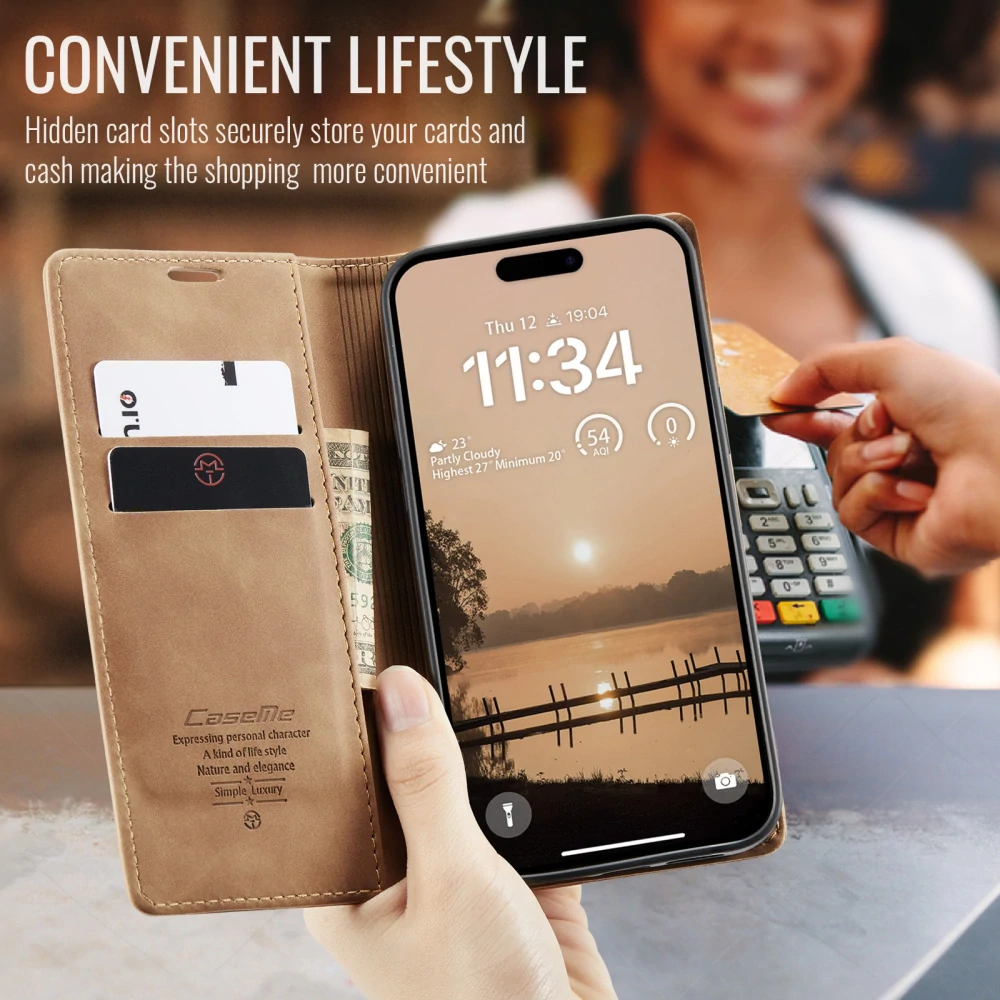 Pouzdro CASEME pro iPhone 17 Pro Max světle hnědé