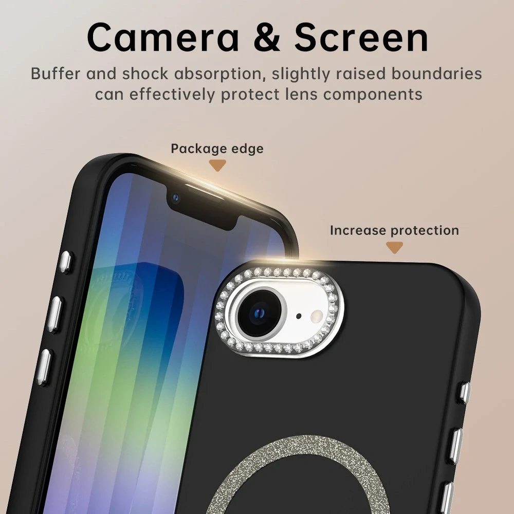 Kryt na iPhone 16E s podporou MagSafe Diamond černý