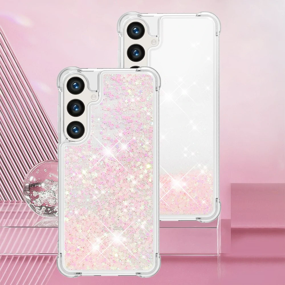 Kryt na Samsung Galaxy S24 FE hvězdičky třpytivý růžový
