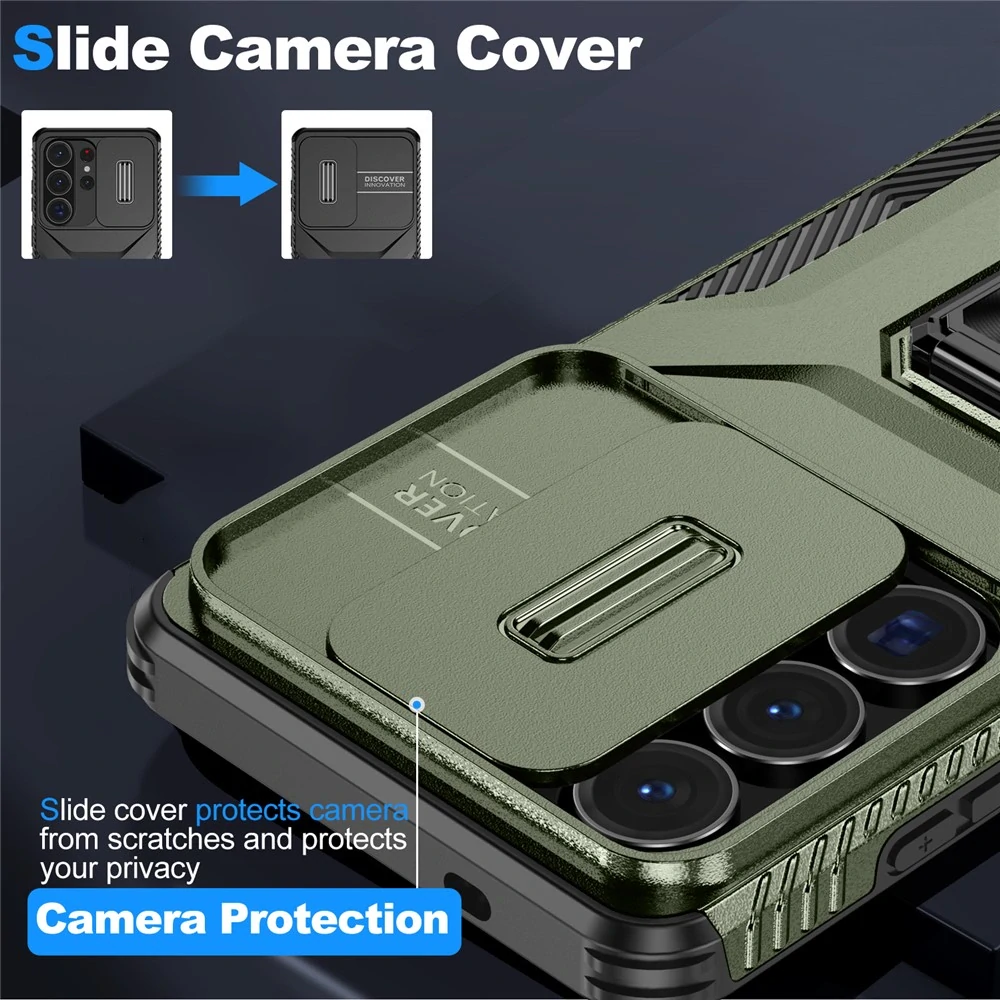 Kryt na Samsung Galaxy S26 Ultra odolný s krytkou na fotoaparát zelený