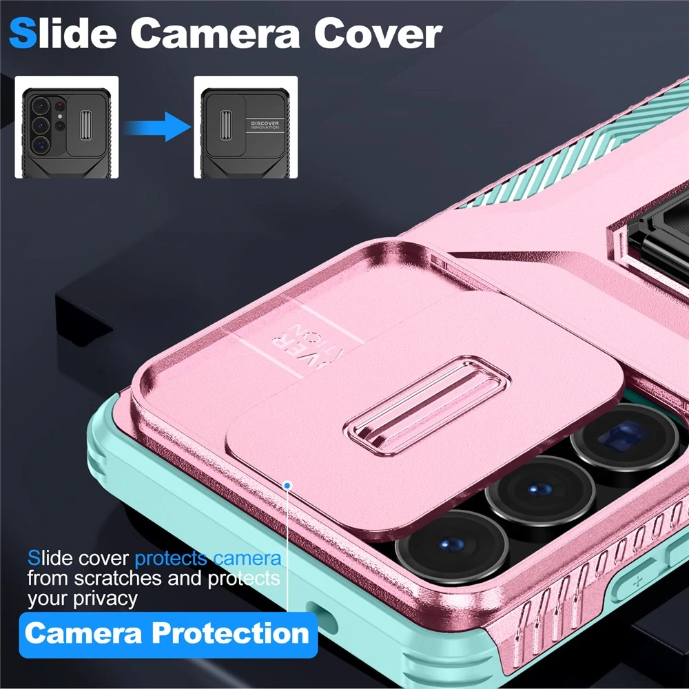 Kryt na Samsung Galaxy S26 Ultra odolný s krytkou na fotoaparát růžový