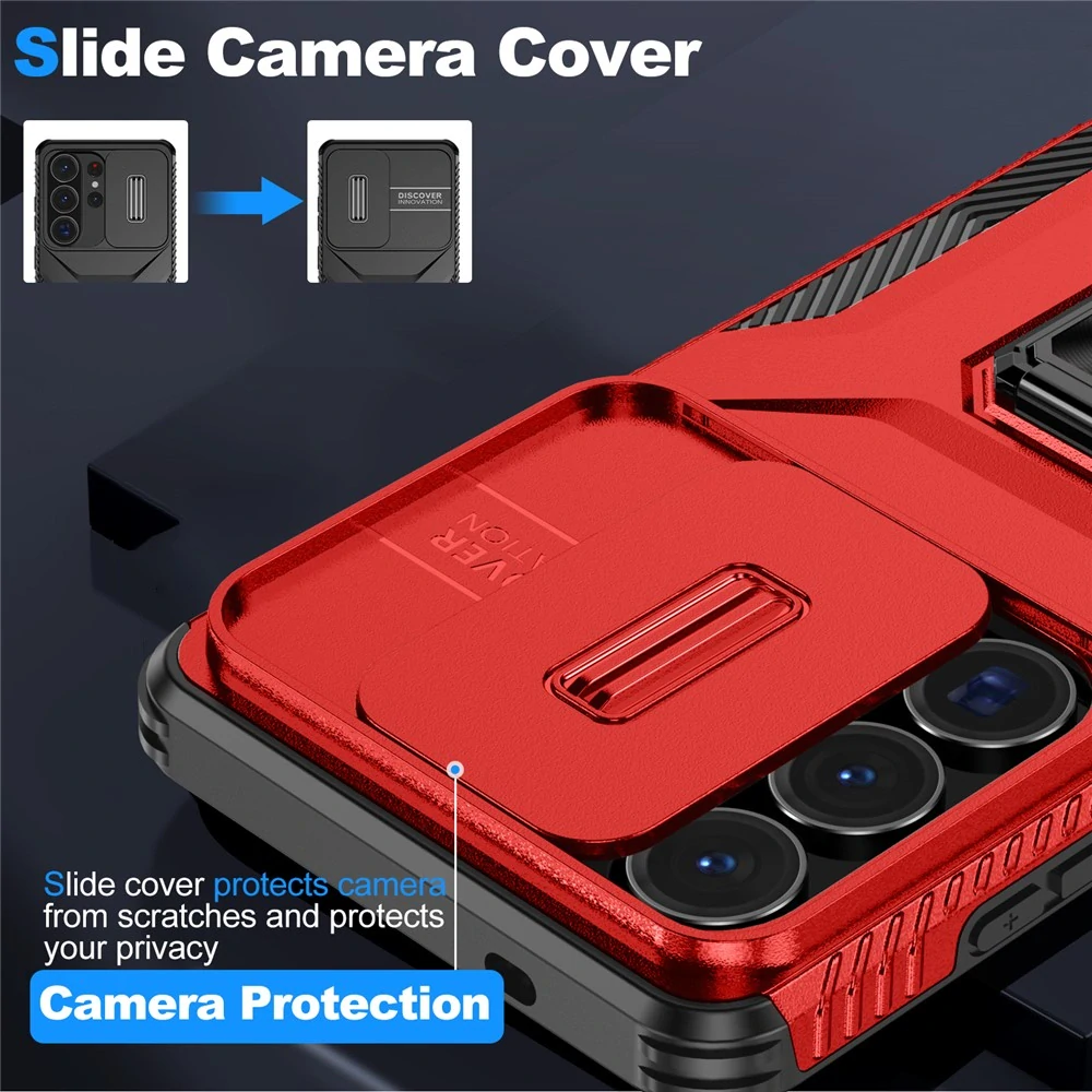 Kryt na Samsung Galaxy S26 Ultra odolný s krytkou na fotoaparát červený