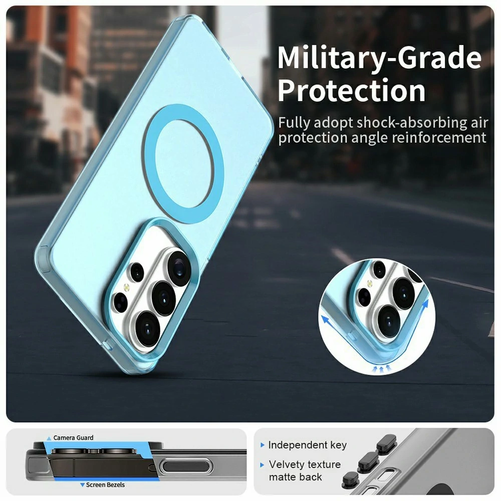 Kryt na Samsung Galaxy S26 Ultra gumový Magnetic (podpora MagSafe) modrý