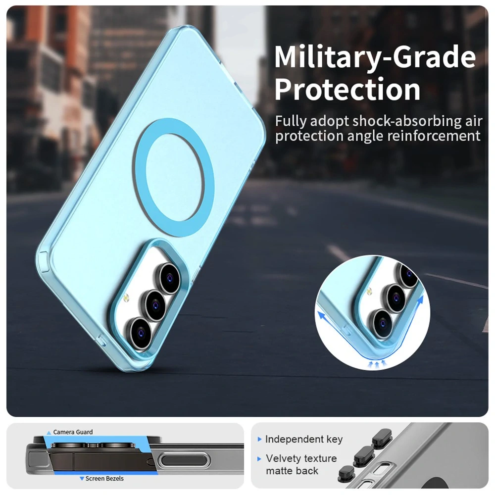 Kryt na Samsung Galaxy S25 FE gumový Magnetic (podpora MagSafe) modrý