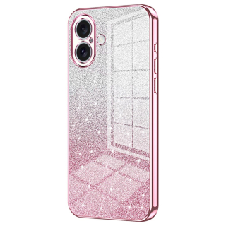 Kryt na iPhone 16 Plus gumový Glitter růžový