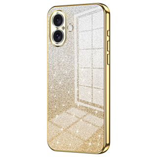 Kryt na iPhone 16 Plus gumový Glitter zlatý