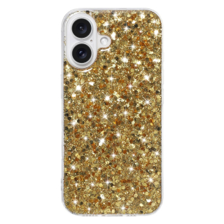 Kryt na iPhone 16 Plus gumový třpytivý zlatý