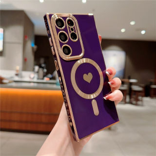 Kryt na Samsung Galaxy S22 Ultra Srdíčko s podporou MagSafe fialový