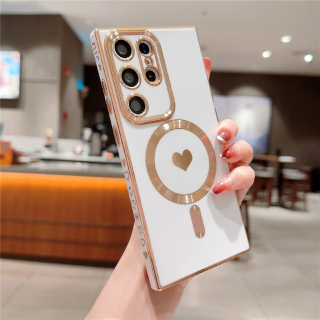 Kryt na Samsung Galaxy S22 Ultra Srdíčko s podporou MagSafe bílý