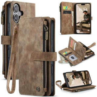 Pouzdro pro iPhone 17 CASEME Luxury Double Layer hnědé