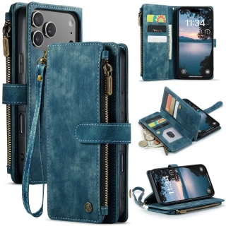 Pouzdro pro iPhone 17 Pro Max CASEME Luxury Double Layer modré