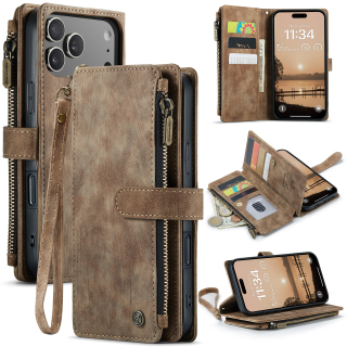Pouzdro pro iPhone 17 Pro Max CASEME Luxury Double Layer hnědé