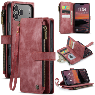 Pouzdro pro iPhone 17 Pro Max CASEME Luxury Double Layer červené