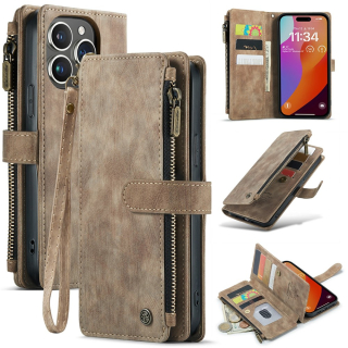 Pouzdro pro iPhone 16 Pro Max CASEME Luxury Double Layer hnědé