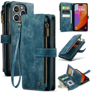 Pouzdro pro iPhone 16 Pro Max CASEME Luxury Double Layer modré